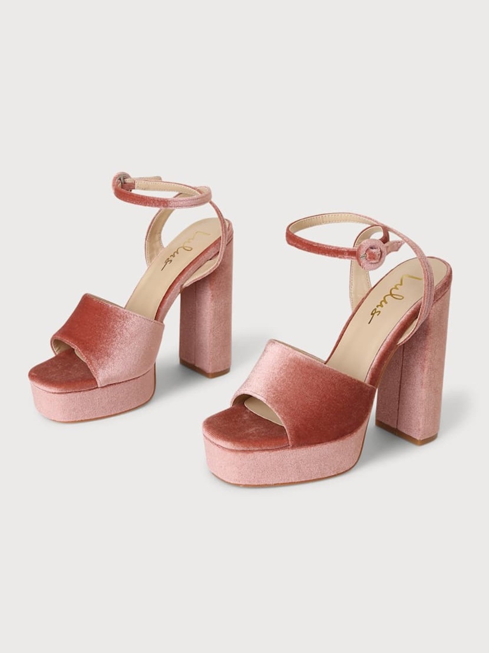 Lulus Gorgyy Dusty Rose Velvet Platform Heels